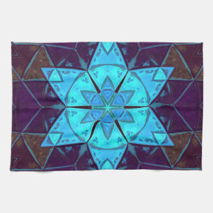 Linge De Cuisine Mosaic Kaleidoscope Fleur bleu et violet