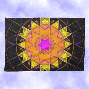 Linge De Cuisine Mosaic Kaleidoscope Fleur orange rose et noir