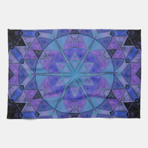 Linge De Cuisine Mosaic Mandala Flower bleu et violet