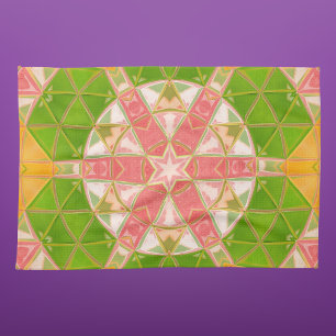 Linge De Cuisine Mosaic Mandala Orange vert et rose