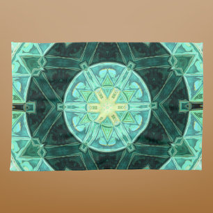 Linge De Cuisine Mosaic Mandala Turquoise et jaune