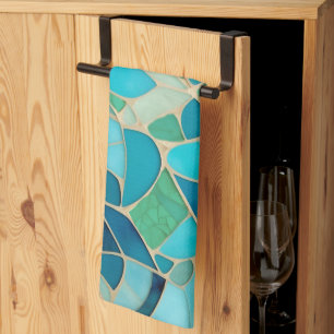 Linge De Cuisine Mosaïque Abstraite turquoise