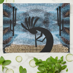 Linge De Cuisine Mosaïque bleue du désert de Kokopelli