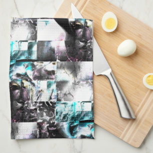 Linge De Cuisine mosaïque carré de textures désordonnées en argent