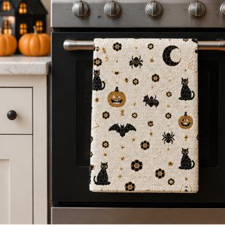 Linge De Cuisine Mosaïque de Bistrot Parisien Halloween Citrouille,