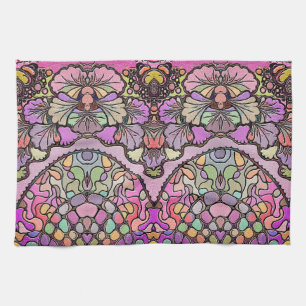 Linge De Cuisine Mosaïque de fleurs rose rose rose rose floral élég