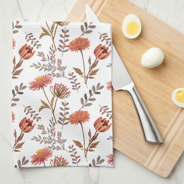 Linge De Cuisine Mosaïque des fleurs d'automne (Quart Plié)