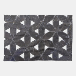 Linge De Cuisine Mosaïque gris charbon | fleur de vie motif