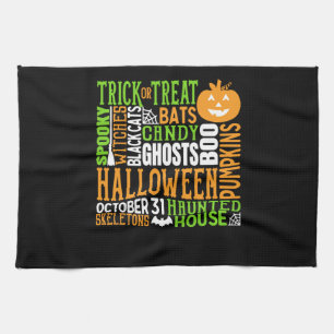 Linge De Cuisine Mot d'Halloween Jumble coloré mignon araignée Citr