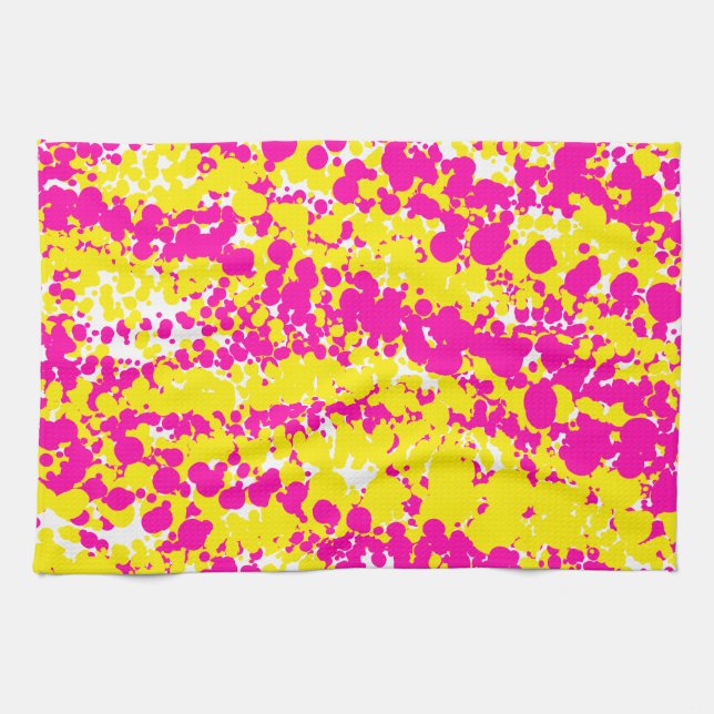 Linge De Cuisine Motif à bec rose et jaune (Horizontal)