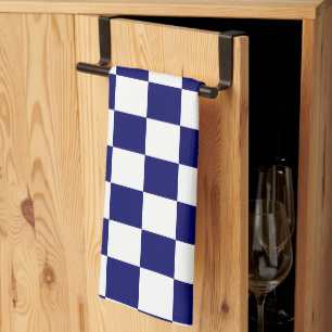 Linge De Cuisine Motif à carreaux bleu marine et blanc