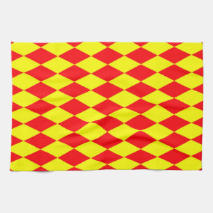 Linge De Cuisine Motif à carreaux Harlequin rouge jaune