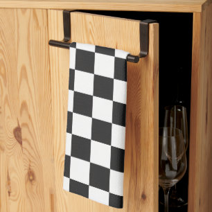 Linge De Cuisine Motif à carreaux noir et blanc sophistiqué