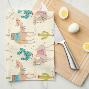 Linge De Cuisine motif à chameaux, motif à cactus, empreinte dés