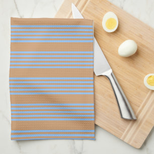 Linge De Cuisine Motif à cinq bandes bleu et brun