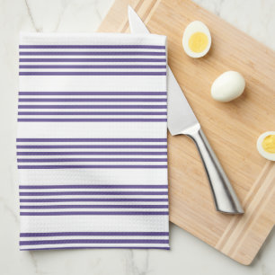 Linge De Cuisine Motif à cinq bandes Ultra violet et blanc