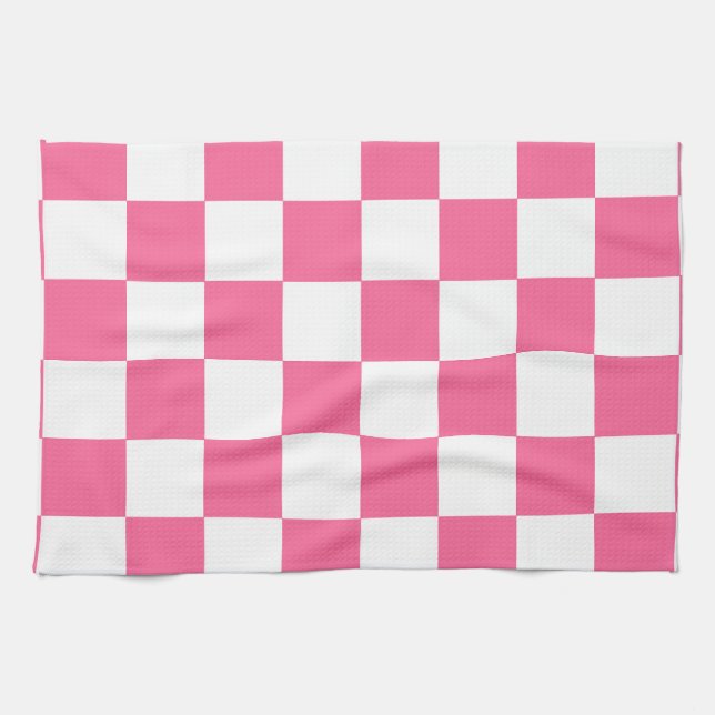 Linge De Cuisine Motif À damiers chèque rose blanc (Horizontal)