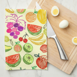 Linge De Cuisine Motif à doodle de fruits assoré