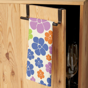 Linge De Cuisine Motif à fleurs - Bleu, Orange, Violet, Vert