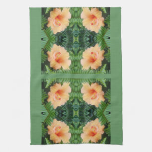 Linge De Cuisine Motif à fleurs d'Hibiscus orange