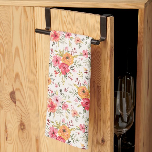 Linge De Cuisine Motif à fleurs Orange Doodle Garden (Pliage en tiers)