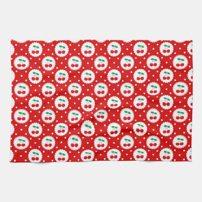 Linge De Cuisine Motif à points cerise – Cadeau et décoration de fr (Horizontal)