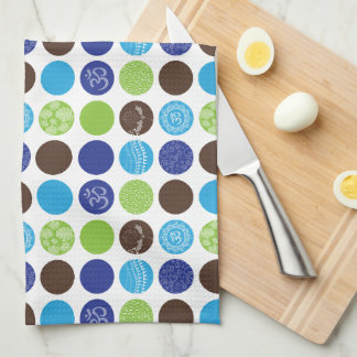 Linge De Cuisine Motif à points de cercle bleu et vert