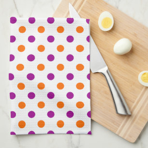 Linge De Cuisine Motif à pois orange violet blanc