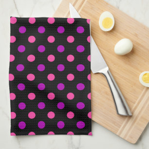 Linge De Cuisine Motif à pois rose violet noir