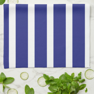 Linge De Cuisine Motif à rayures bleu et blanc marine