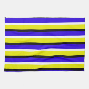 Linge De Cuisine Motif à rayures bleues jaunes