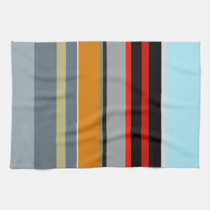 Linge De Cuisine Motif à rayures multicolores bleu jaune rouge