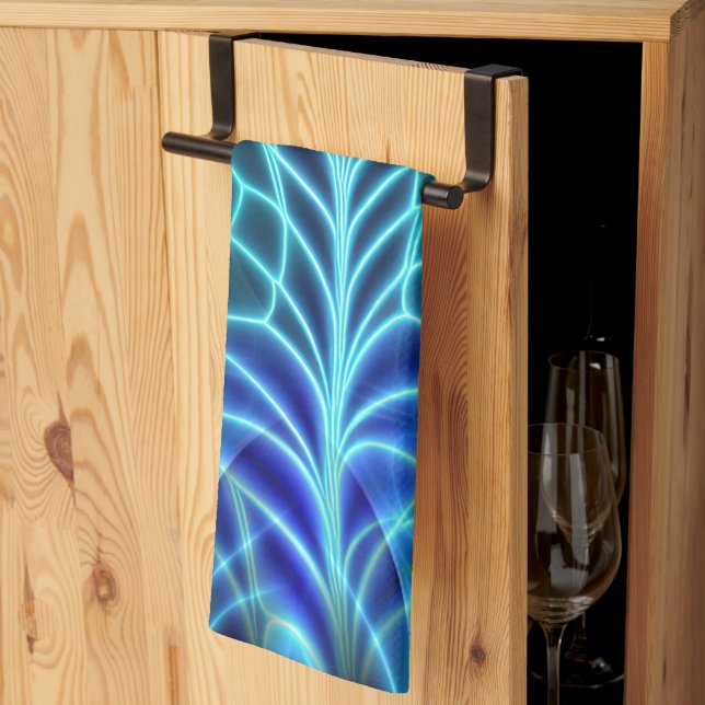 Linge De Cuisine Motif à répétition électrique bleu brillant (Pliage en tiers)