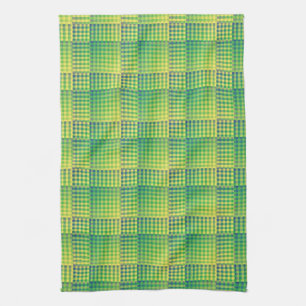 Linge De Cuisine Motif abstrait à carreaux verts et bleus