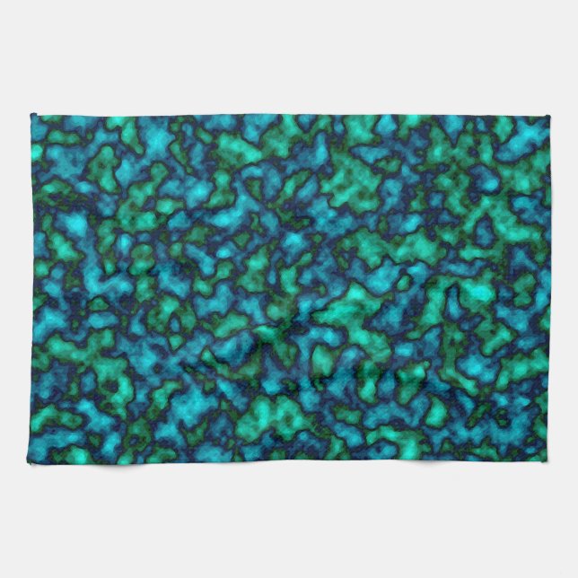 Linge De Cuisine Motif Abstrait bleu et vert (Horizontal)