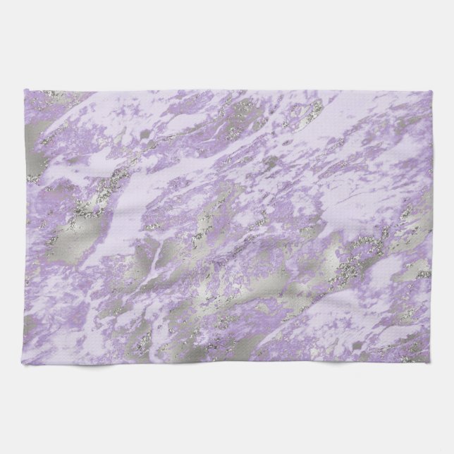 Linge De Cuisine Motif Abstrait Chic Gris Violet Élégant (Horizontal)