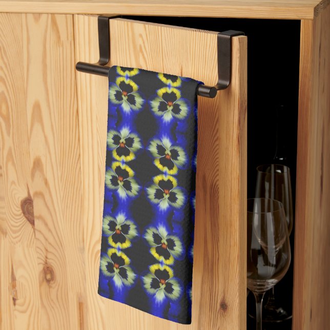 Linge De Cuisine Motif Abstrait Gras Bleu Pansy (Pliage en tiers)