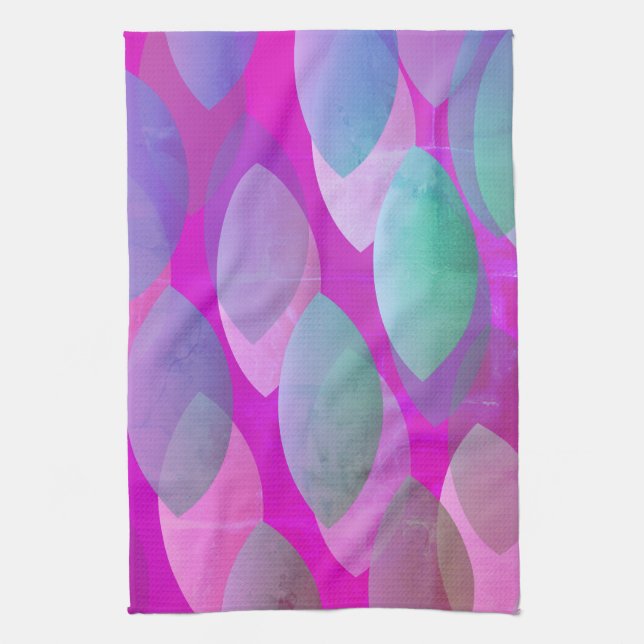 Linge De Cuisine Motif Abstrait moderne | Magenta Purple Rose Turqu (Vertical)