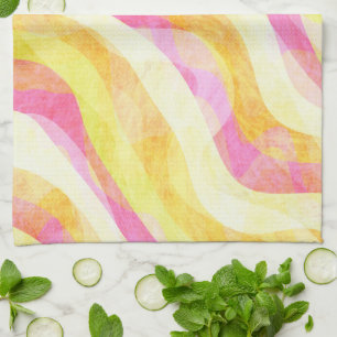 Linge De Cuisine Motif Abstrait Ondulé Vibrant