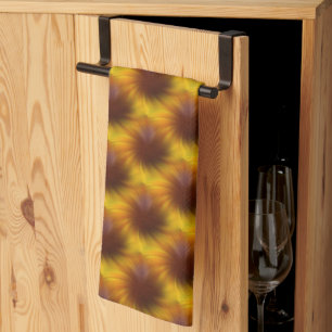 Linge De Cuisine Motif abstrait tourbillonnant brun et jaune