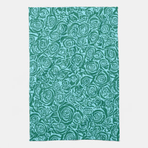 Linge De Cuisine Motif Abstrait, Turquoise et Aqua