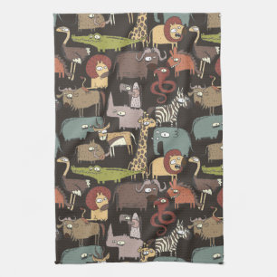 Linge De Cuisine Motif africain d'animaux