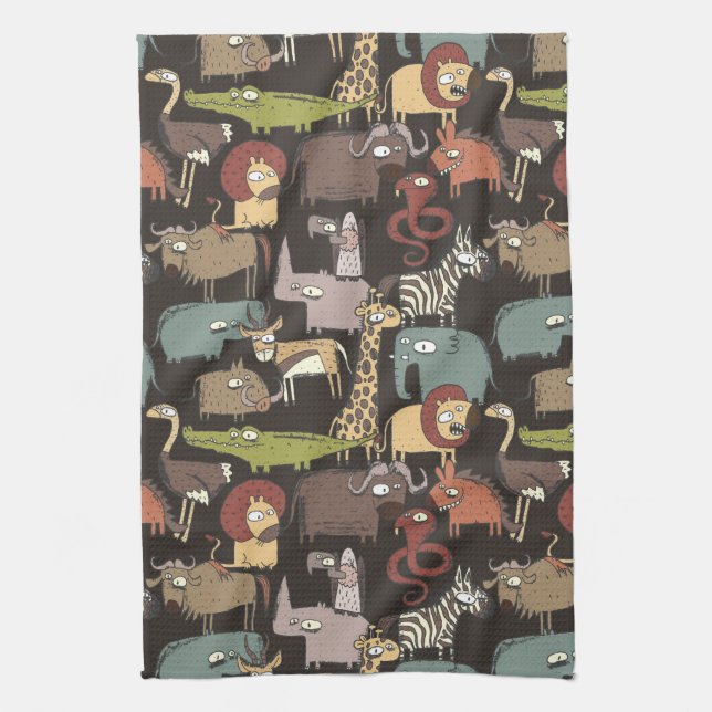Linge De Cuisine Motif africain d'animaux (Vertical)