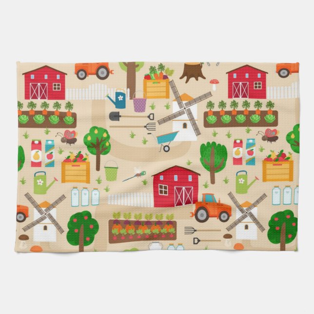 Linge De Cuisine Motif agricole (Horizontal)