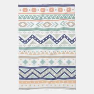 Linge De Cuisine Motif amérindien Sage & Coral