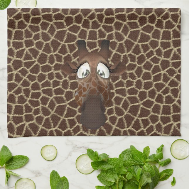 Linge De Cuisine Motif animal de fourrure de girafes drôles (Plié)