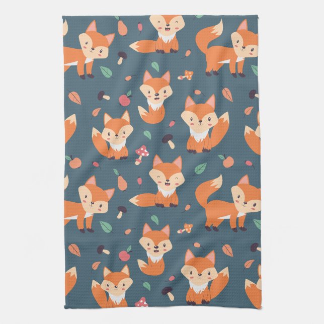 Linge De Cuisine Motif animal du renard orange (Vertical)