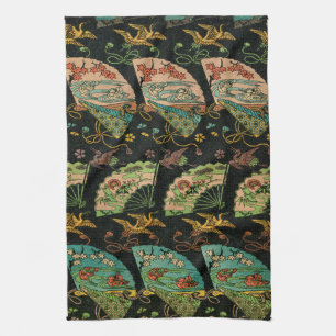 Linge De Cuisine Motif artistique floral de grue et d'éventail japo