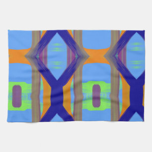 Linge De Cuisine Motif artistique personnalisé bleu vert orange col