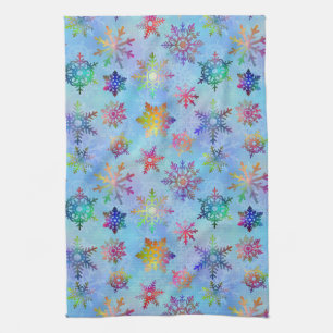 Linge De Cuisine Motif assez coloré de Noël de flocons de neige